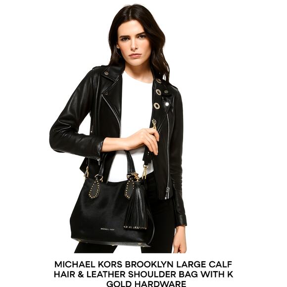 Michael Kors Brooklyn Calf Hair & Leather Gold Hardware *RARE* Statement Bag - Picture 12 of 12